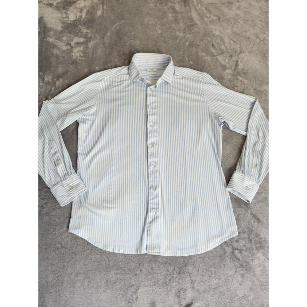 New Emanuel Berg Byron Casual Button Down Shirt 42 Cm 16.5" L Blue Stripes NWOT